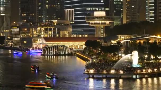 Séquence Temporelle Pittoresque Bâtiments Modernes Dans Ville Singapour Nuit — Video