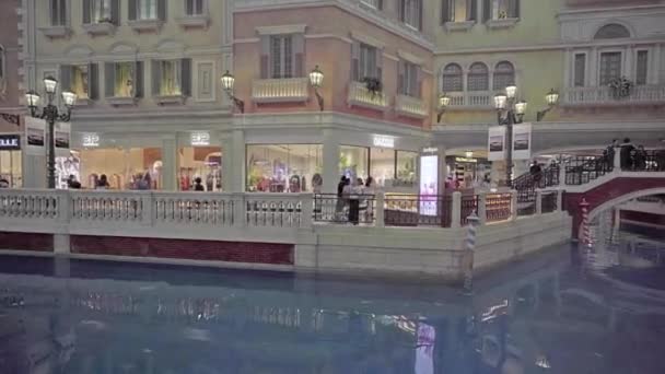Гарний Інтер Венеціанського Курортного Готелю Казино Місті Макао — стокове відео