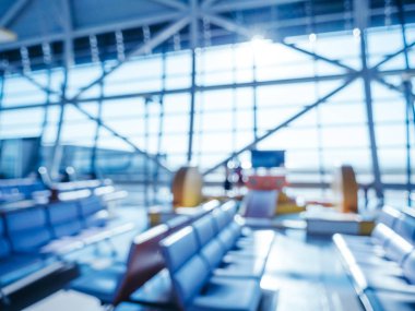 Soyut bulanıklık ve arka plan için Havaalanı terminal iç defocused