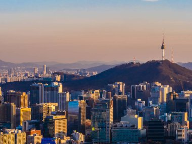 Bina Cityscape Kulesi Seoul City Güney Kore ile güzel mimari