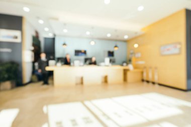 Arka plan için soyut bulanık otel ve lobi iç mimarisi