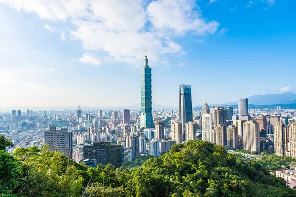 Bellissimo Paesaggio Paesaggio Urbano Taipei 101 Edificio Architettura Nello Skyline — Foto Stock