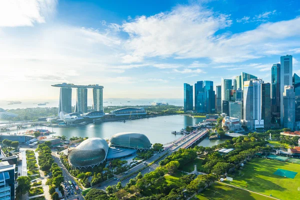 Krásná Architektura Budovy Vnější Panoráma Singapuru Panorama Města White Cloud — Stock fotografie