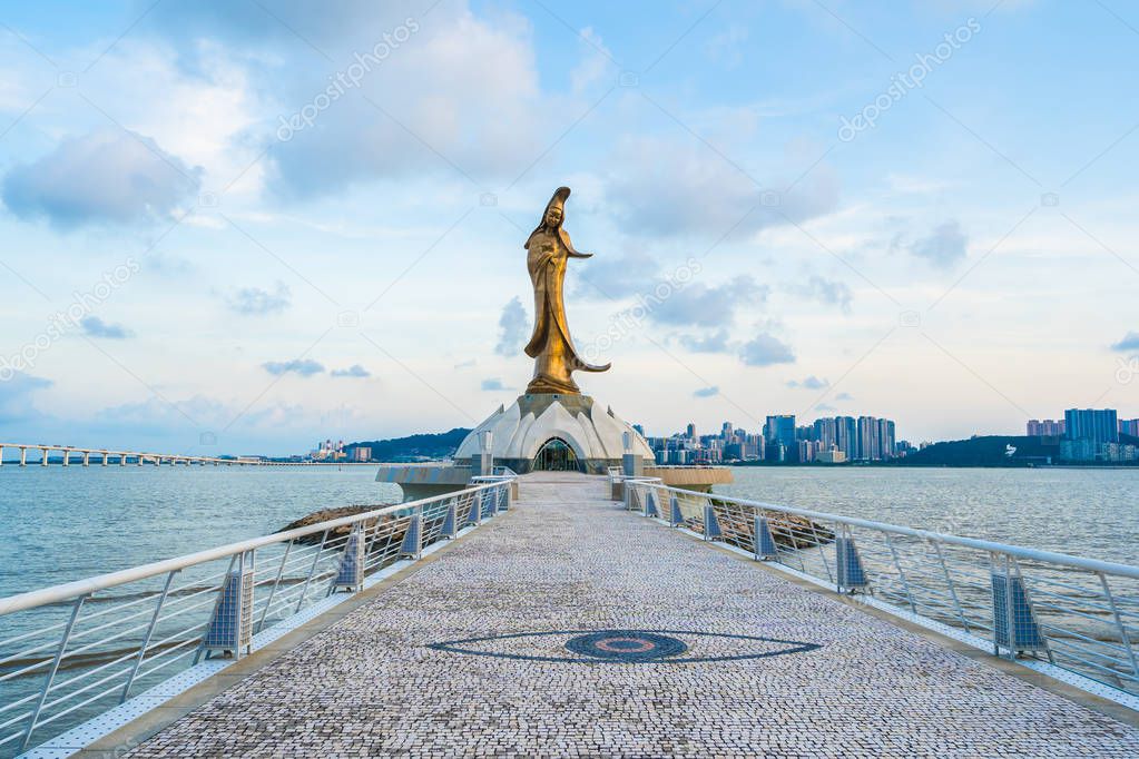 Beautiful Kun iam statue landmark in macau city
