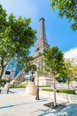Çin, Makao - 10 Eylül 2018 - güzel eiffel tower landmark Paris oteli ve macau City resort