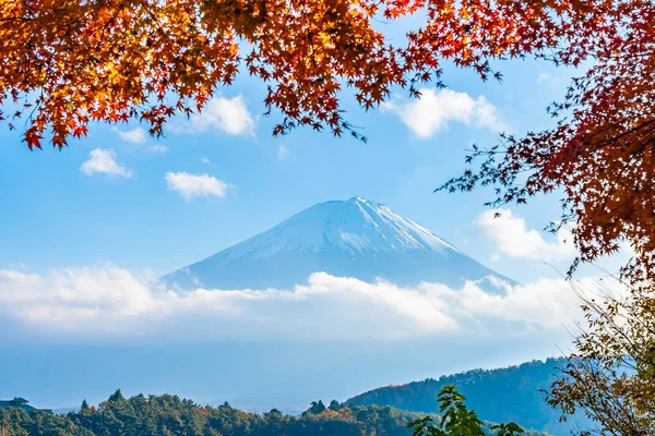 Beau Paysage Fuji Montagne Avec Feuille Érable Autour Lac Dans — Photo