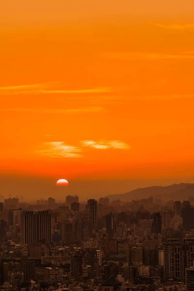 Bela Arquitetura Edifício Taipei Skyline Cidade Pôr Sol Taiwan — Fotografia de Stock