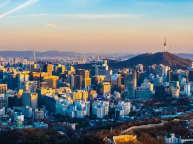 Bina Cityscape Kulesi Seoul City Güney Kore ile güzel mimari