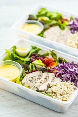 Izgara tavuk eti göğüs ile taze sebze salatası - sağlıklı gıda tarzı