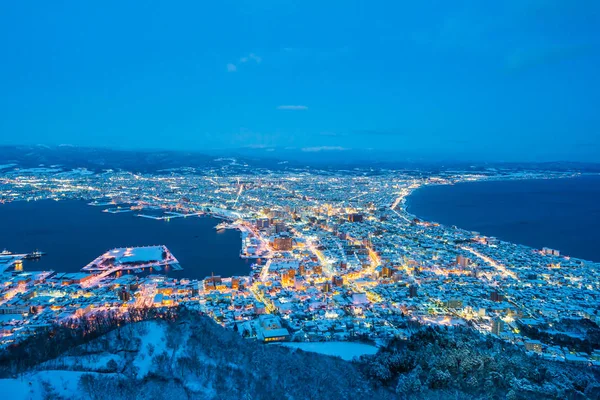 Beau Paysage Paysage Urbain Montagne Hakodate Pour Regarder Autour Ville — Photo