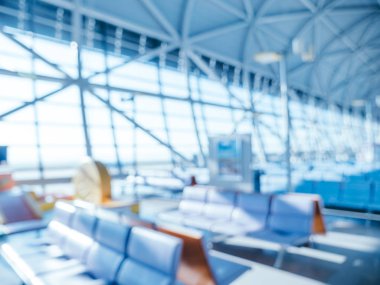 Soyut bulanıklık ve arka plan için Havaalanı terminal iç defocused