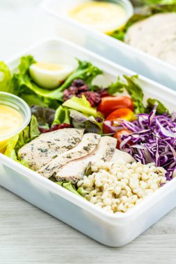 Izgara tavuk eti göğüs ile taze sebze salatası - sağlıklı gıda tarzı