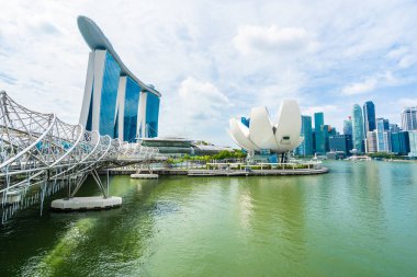 Singapur, 21 Ocak 2019: gökdelen marina defne Singapur City çevresinde bina güzel mimari