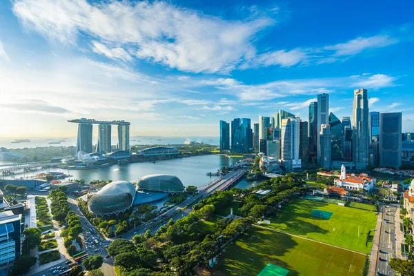 Beau Bâtiment Architecture Extérieur Paysage Urbain Singapour Skyline Ville Avec — Photo