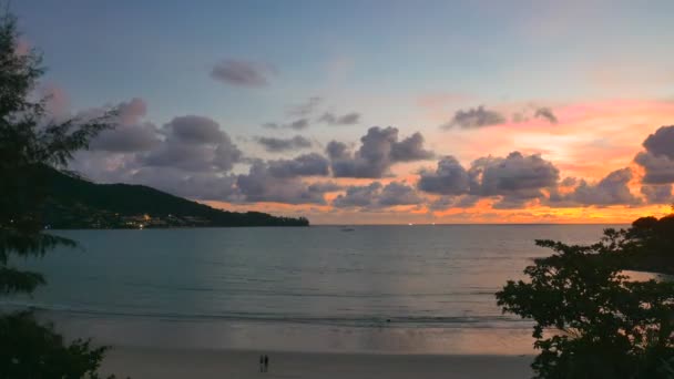 Images Tranquilles Belle Mer Ondulée Coucher Soleil — Video