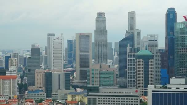 Riprese Aeree Edifici Moderni Intorno Baia Marina Nella Città Singapore — Video Stock
