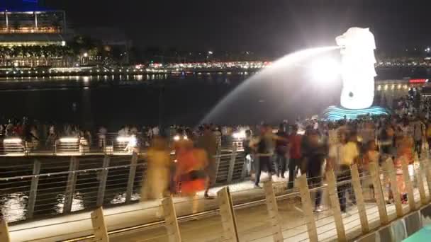 Riprese Panoramiche Time Lapse Edifici Moderni Nella Città Singapore Notte — Video Stock