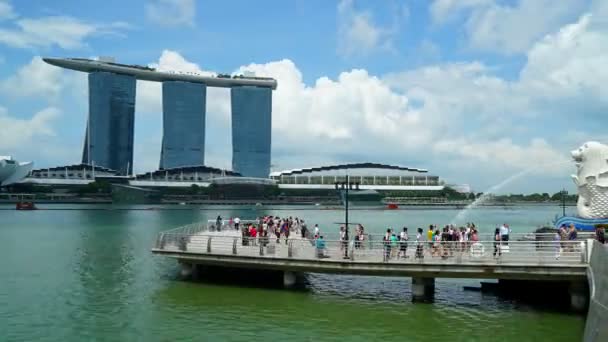 Scenisk Tidsfördröjning Bilder Moderna Byggnader Singapore City — Stockvideo