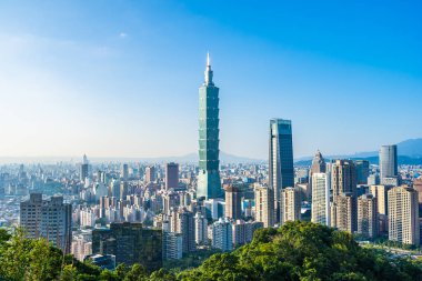 Güzel manzara ve cityscape taipei 101 bina ve ark