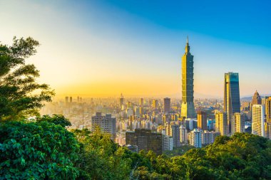 Güzel manzara ve cityscape taipei 101 bina ve ark