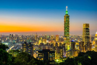 Güzel manzara ve cityscape taipei 101 bina ve ark