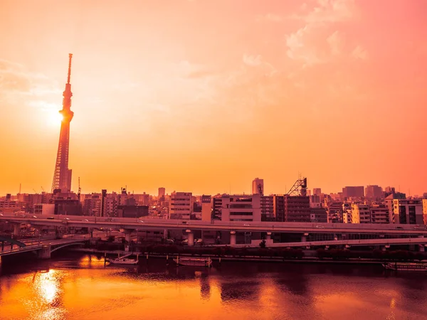 Beautiful cityscape with tokyo sky tree around architecture and — Stock Photo, Image