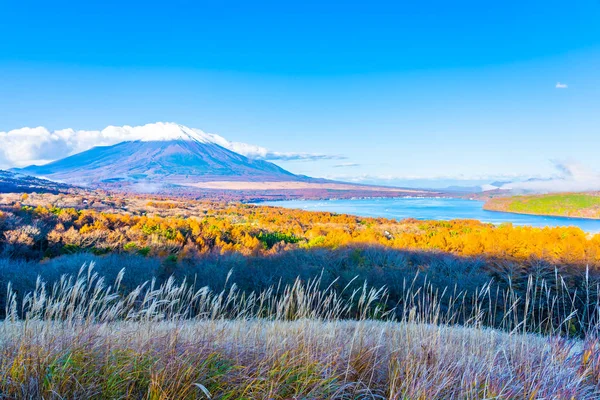 Bela montanha fuji em yamanakako ou lago yamanaka — Fotografia de Stock