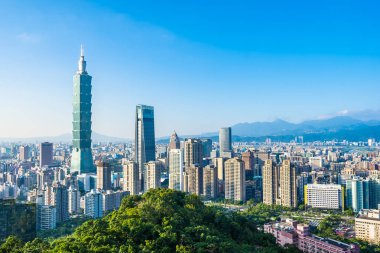 Güzel manzara ve cityscape taipei 101 bina ve ark
