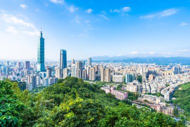 Güzel manzara ve cityscape taipei 101 bina ve ark