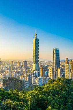 Güzel manzara ve cityscape taipei 101 bina ve ark