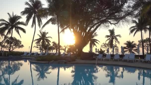 Tatil Beldesinde Yüzme Havuzu Doğal Görüntüleri — Stok video