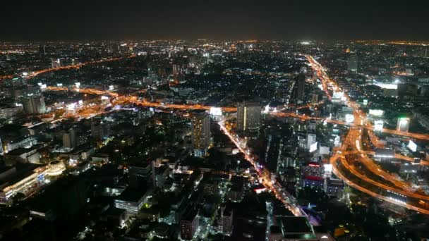 Gece Bangkok Şehrin Manzara Zaman Atlamalı Görüntüleri — Stok video