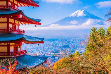 Dağ fuji chureito pagoda ile güzel manzara