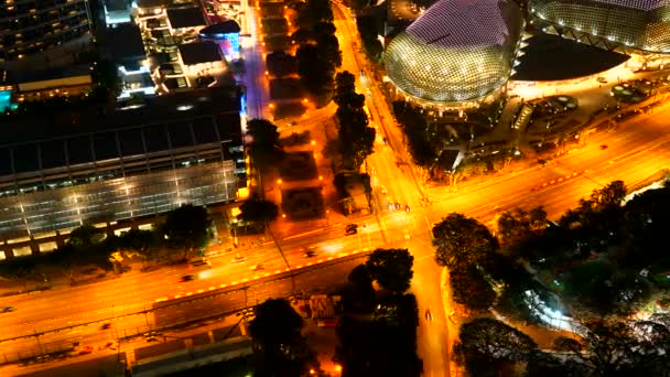 Imágenes Aéreas Edificios Modernos Alrededor Bahía Marina Ciudad Singapur — Vídeos de Stock