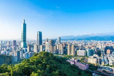 Güzel manzara ve cityscape taipei 101 bina ve ark