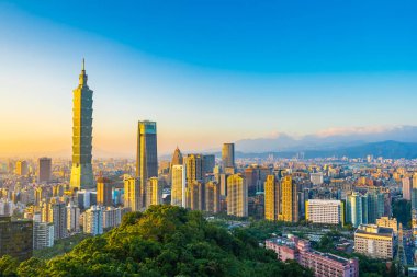 Güzel manzara ve cityscape taipei 101 bina ve ark