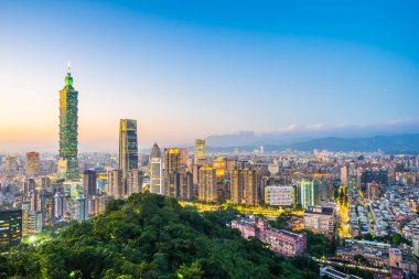 Güzel manzara ve cityscape taipei 101 bina ve ark