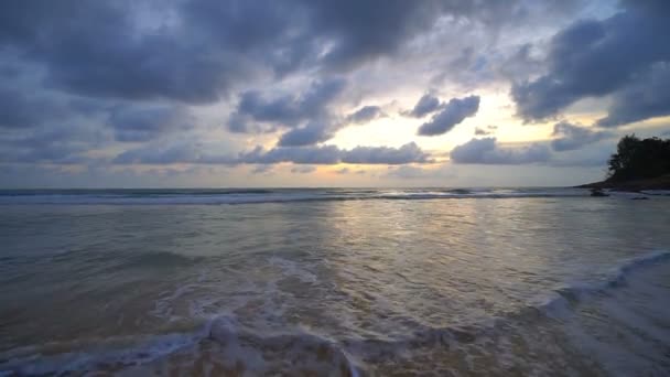 Tranquil Footage Beautiful Wavy Sea Sunset — Stock Video
