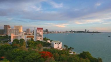 güzel Pattaya şehir deniz kıyısı, Tayland doğal zaman atlamalı görüntüleri