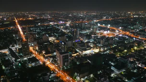 Gece Bangkok Şehrin Manzara Zaman Atlamalı Görüntüleri — Stok video