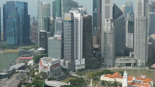 Luchtbeelden Van Moderne Gebouwen Rond Marina Bay Singapore City — Stockvideo