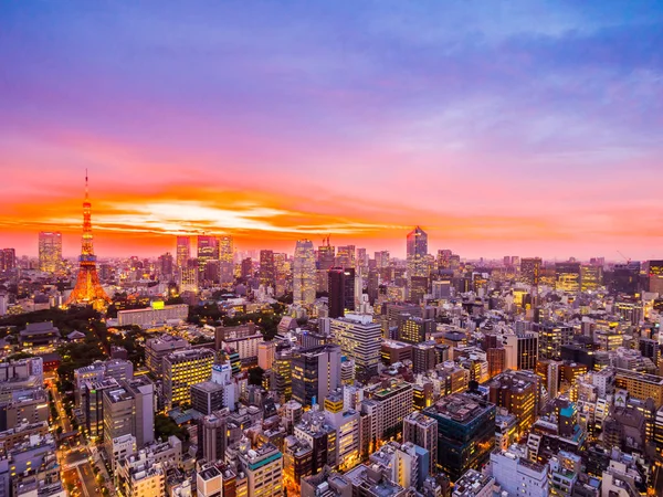 Piękna Architektura Tokio Wieża Zachód Słońca Mieście Japonii — Zdjęcie stockowe