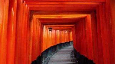 Kyoto fushimi inari Tapınağı etrafında Tori kapı doğal görüntüleri, Japonya
