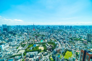 Tokyo Kulesi ile Tokyo şehir bina güzel mimari