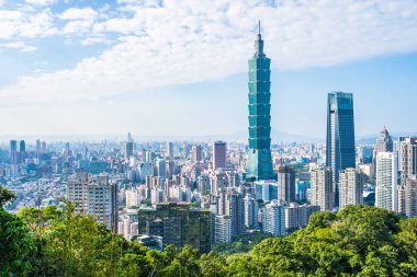 Güzel manzara ve cityscape taipei 101 bina ve ark