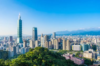 Güzel manzara ve cityscape taipei 101 bina ve ark