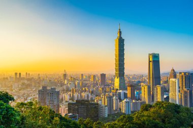 Güzel manzara ve cityscape taipei 101 bina ve ark
