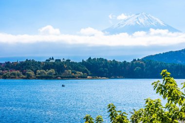 Dağ fuji ile akçaağaç yaprağı ağacın etrafında güzel manzara