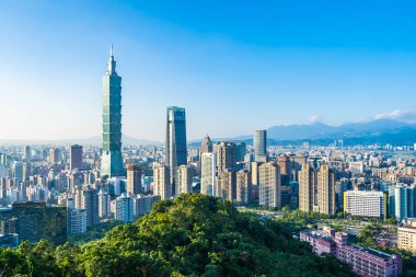Güzel manzara ve cityscape taipei 101 bina ve ark