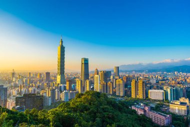 Güzel manzara ve cityscape taipei 101 bina ve ark